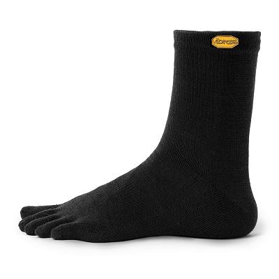 Men's Vibram 5TOE Crew Wool Socks Black | AUN68
